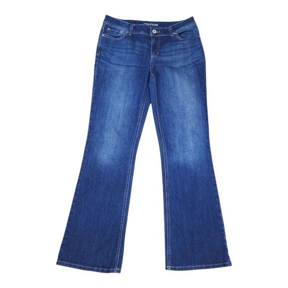 Maurices Womens 7/8 Short Flare Jeans In Dark Wash Denim Stretch Cotton Blend - Picture 10 of 10